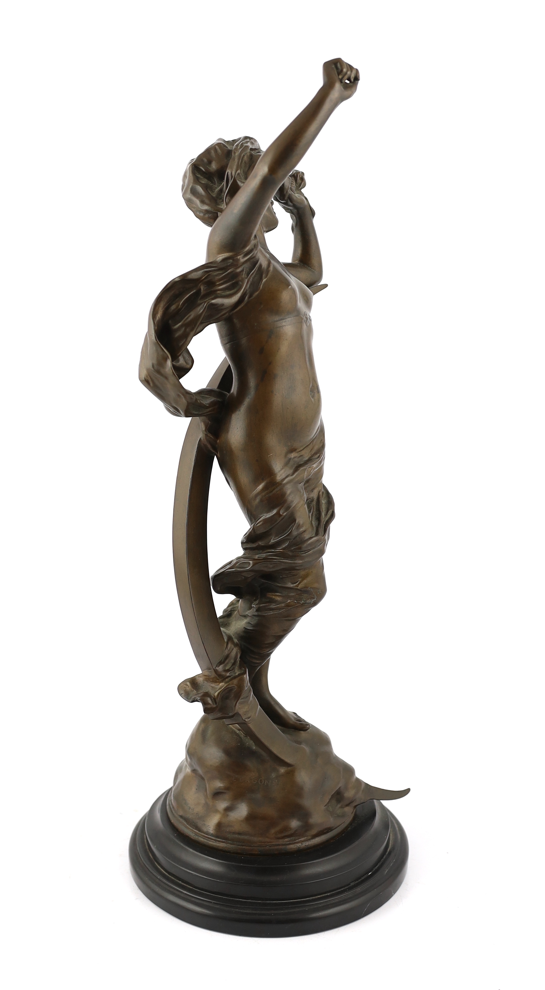 Charles Ernest Dagonet (French, 1856-1926), a bronze figure of 'La Nuit' 22cm diameter, 58cm high